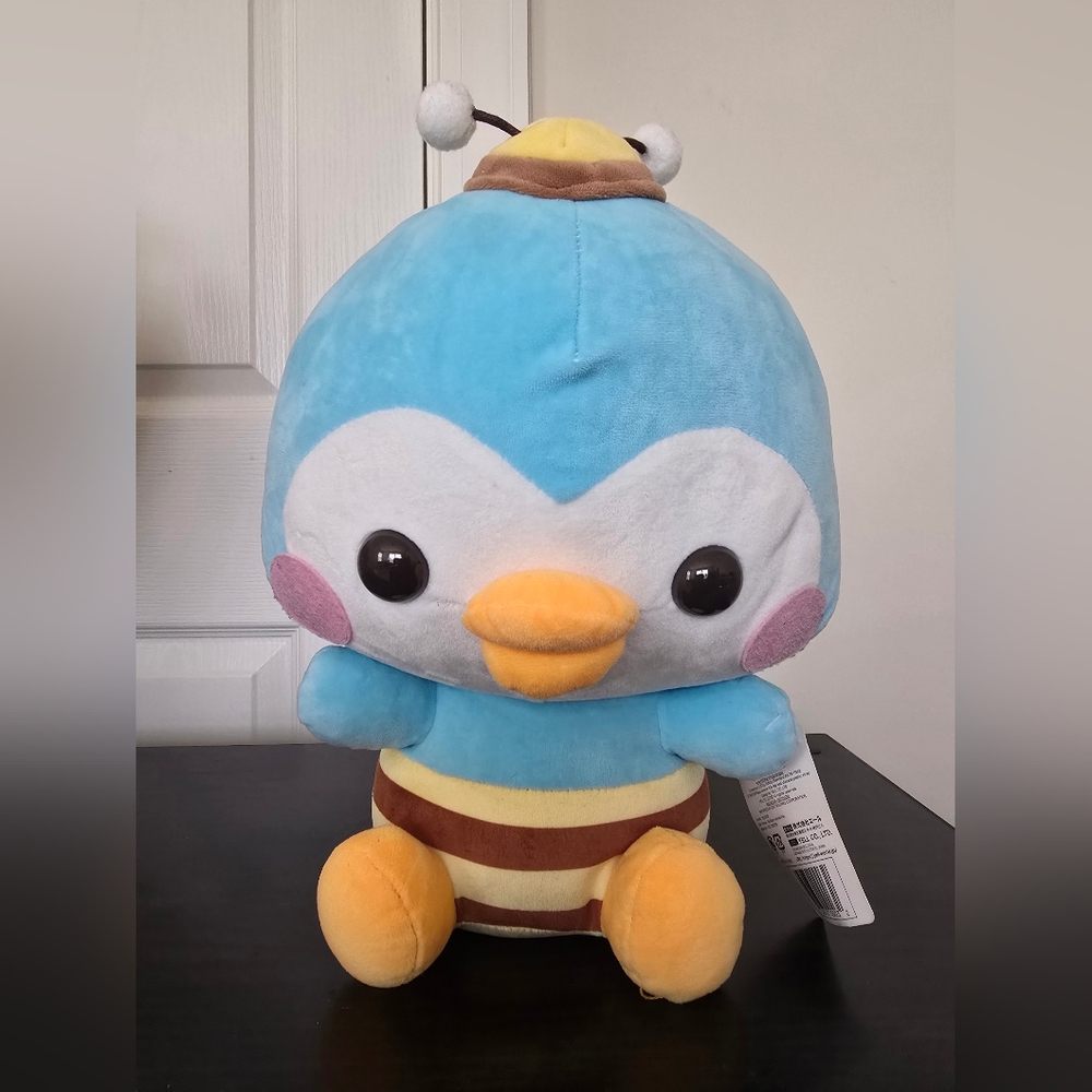 Blue Plush Penguin Wearing Bee Costume